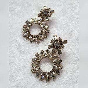 Rhinestone Circle Drop Statement Earrings / Pierced